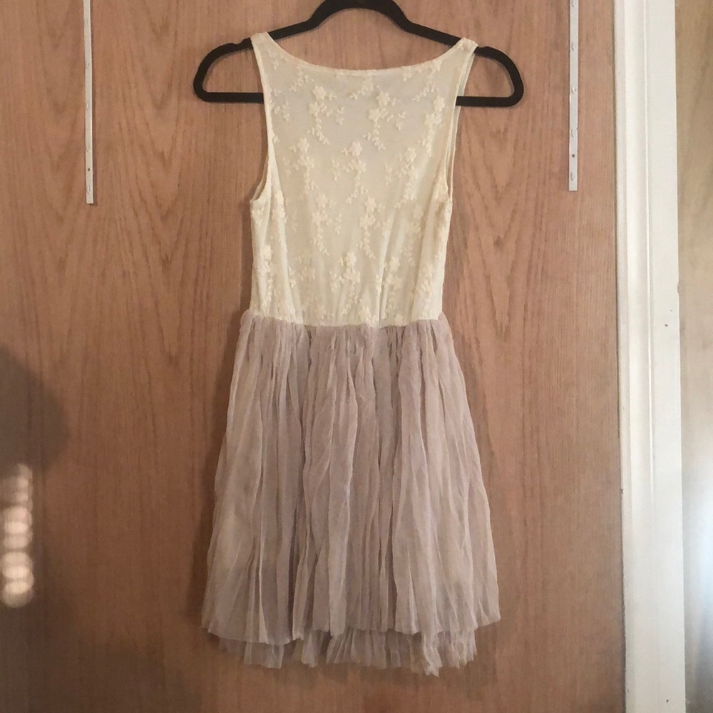 Cream and tan tulle dress
